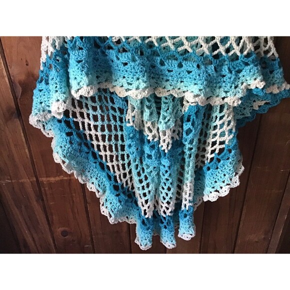 Handmade Crochet Sweater Vest Size S-M Blue Ombré Fairy Boho Gypsy Granny - Picture 4 of 7